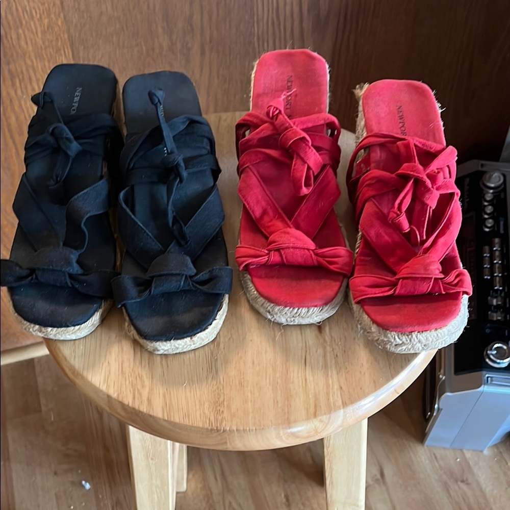 Elegant Women's Black and Red Espidril Sandals